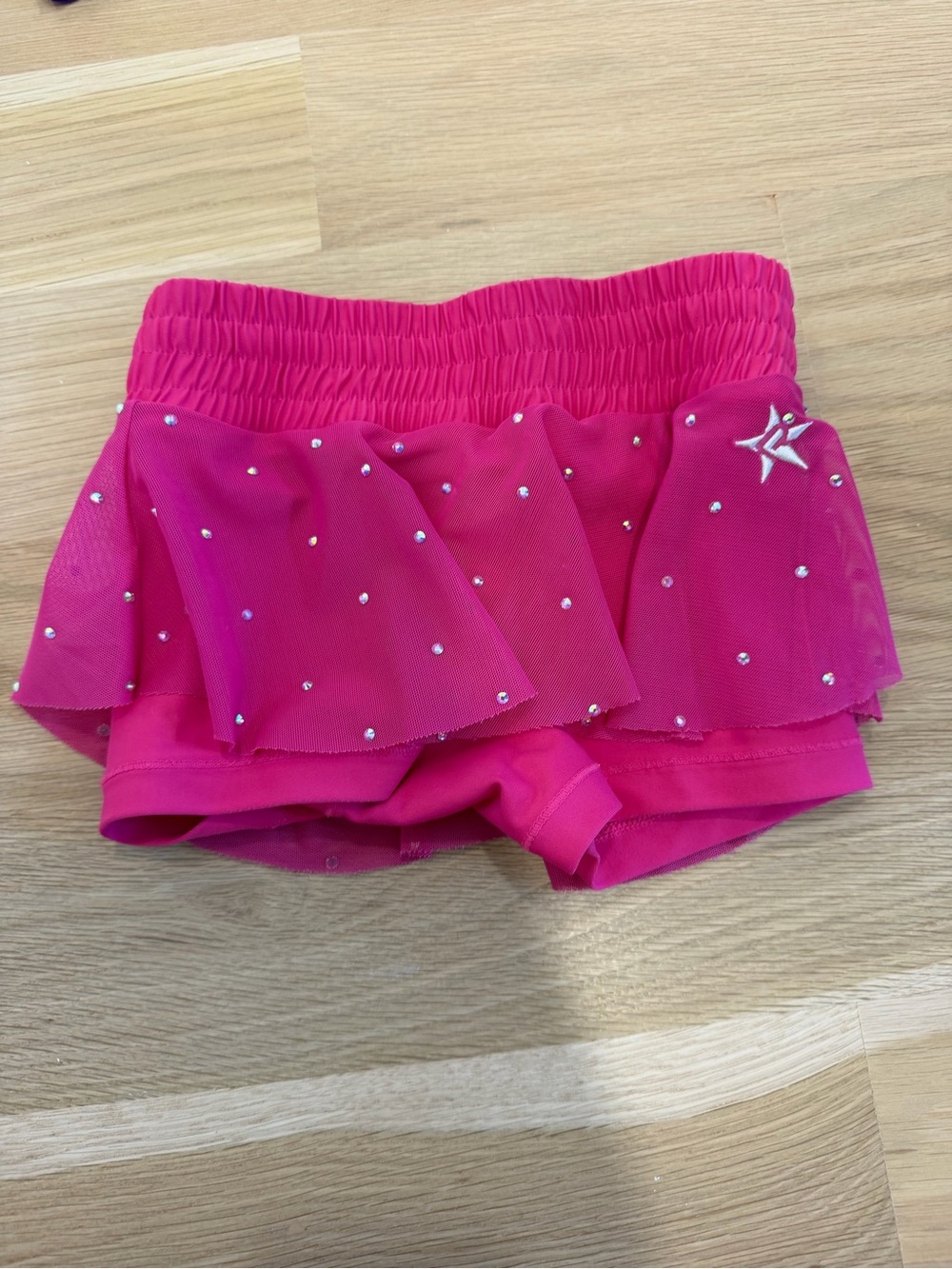 Girls Hot Pink Ruffle Skort with Sparkle Embellishments